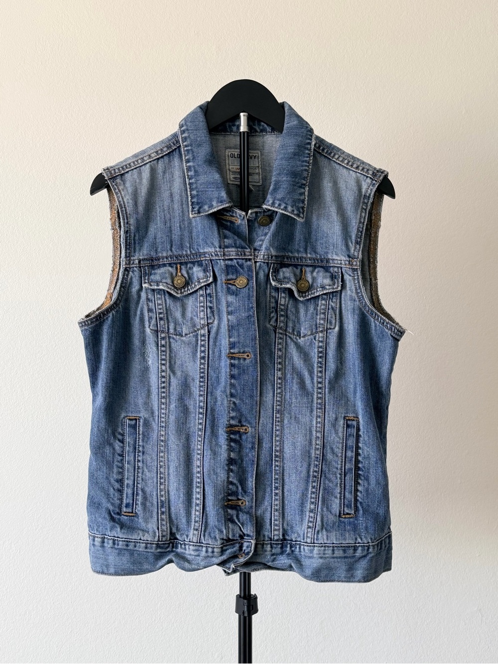 Old Navy Washed Blue Denim Vest L